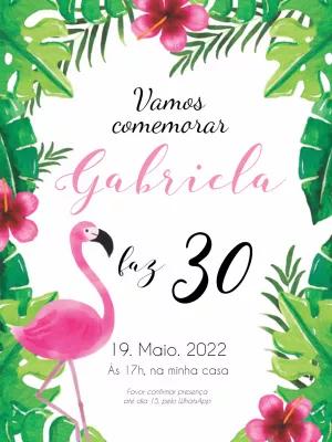 Convite de Aniversário Flamingo Tropical para Editar Online