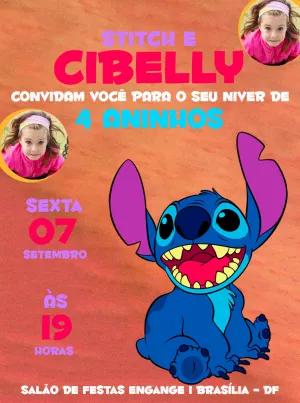 Convite de Aniversário Stitch com Foto para Editar Online