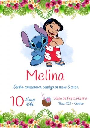 Convite de Aniversário Lilo e Stitch para Editar Online