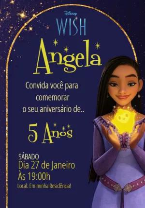 Convite Aniversário Wish com Asha e Estrela para Editar Online