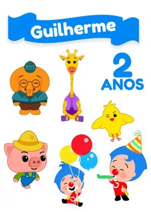 Topo de Bolo Plim Plim com Personagens para Editar Online