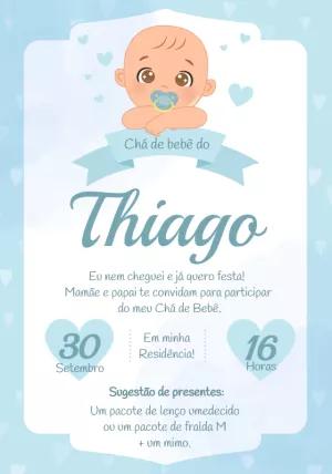 Convite Chá de Bebê Menino com Bebê Fofo para Editar Online