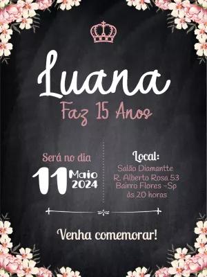 Convite 15 Anos Floral Chalkboard para Editar Online