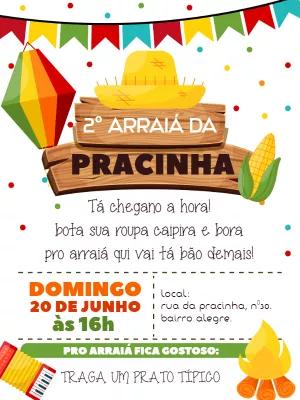 Convite Festa Junina Caipira com elementos típicos para Editar