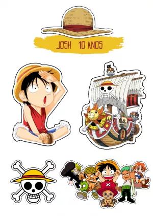 Topo de Bolo One Piece com Personagens para Editar Online