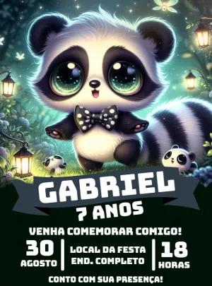 Convite Aniversário Pandinha Fofo para Editar Online