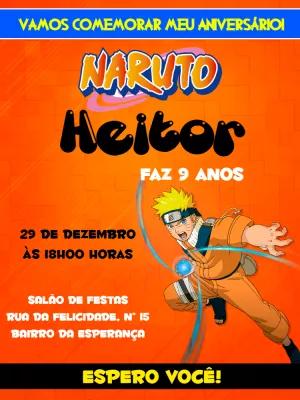 Convite de Aniversário Naruto para Editar Online e Imprimir