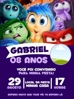Convite Aniversário Divertida Mente 2 com Foto para Editar