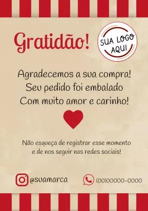 Cartão de Agradecimento ao Cliente Editável com Listras Vermelhas