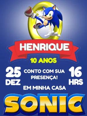 Convite de Aniversário Sonic para Editar Online Facilmente