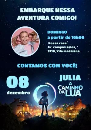 Convite Aniversário A Caminho da Lua com Foto para Editar Online