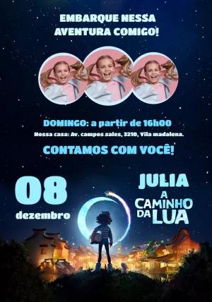 Convite Aniversário A Caminho da Lua com Foto para Editar