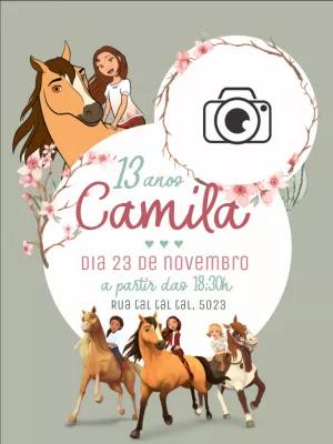 Convite de Aniversário Spirit o Indomável com Foto para Editar