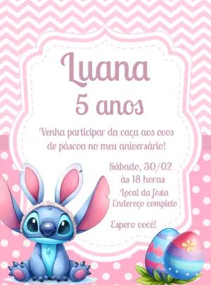 Convite Aniversário Páscoa Stitch para Editar Online
