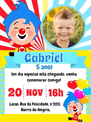 Convite de Aniversário Plim Plim com Foto para Editar Online