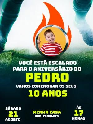 Convite de Aniversário Futebol com Foto para Editar Online