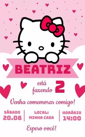 Convite de Aniversário Hello Kitty para Editar Online