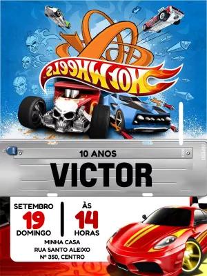 Convite de Aniversário Hot Wheels com Carros para Editar Online