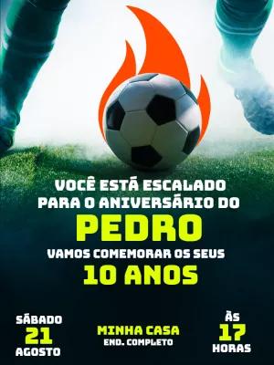 Convite de Aniversário Futebol Bola de Fogo para Editar Online