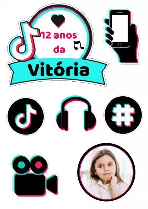 Topo de Bolo Tik Tok com Foto para Editar e Imprimir