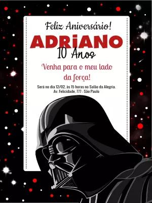 Convite de Aniversário Star Wars Darth Vader para Editar Online