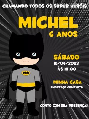 Convite Aniversário Batman Baby para Editar e Imprimir
