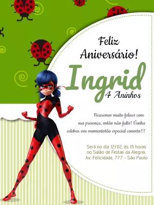 Convite de Aniversário Miraculous Ladybug para Editar Online