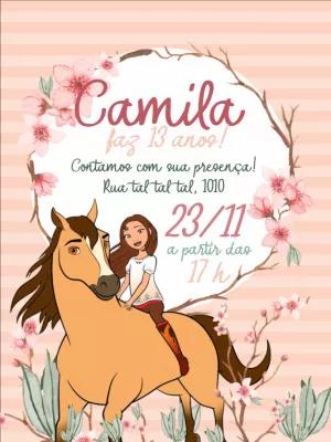 Convite Aniversário Spirit o Indomável para Editar Online