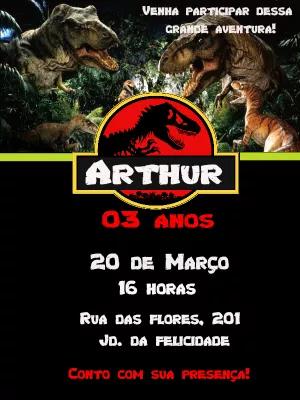 Convite de Aniversário Jurassic Park para Editar Online