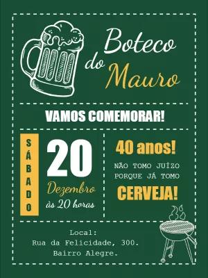 Convite Aniversário Boteco Chalkboard para Editar Online