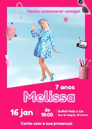 Convite de Aniversário Barbie Editável Online para Imprimir