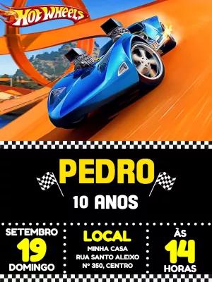 Convite de Aniversário Hot Wheels com Carros para Editar Online