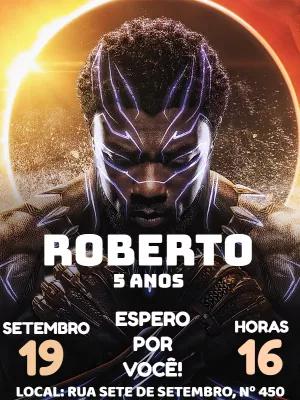 Convite de Aniversário Pantera Negra para Editar Online