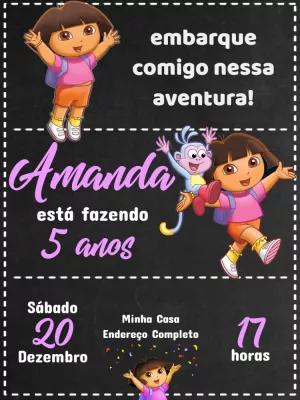 Convite Aniversário Dora Aventureira para Editar Online