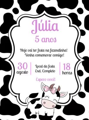 Convite Aniversário Vaquinha Fazendinha para Editar Online
