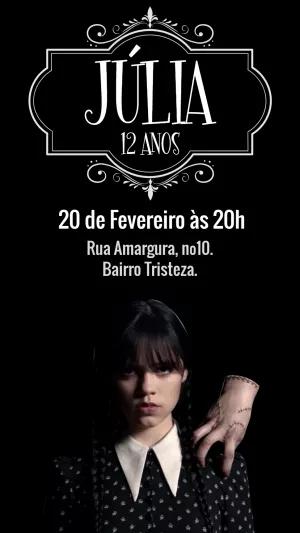 Convite Aniversário Wandinha Addams Editável Online