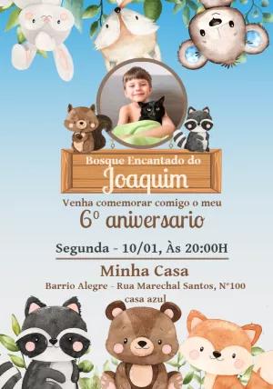 Convite Aniversário Bosque Encantado com Foto para Editar