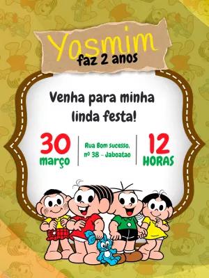 Convite de Aniversário Turma da Mônica para Editar Online