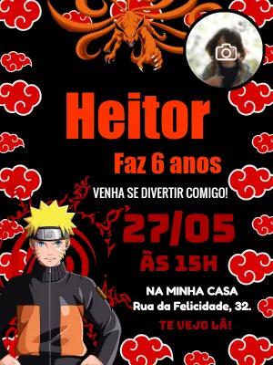 Convite de Aniversário Naruto com Foto para Editar Online
