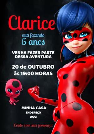 Convite de Aniversário Ladybug Miraculous para Editar Online