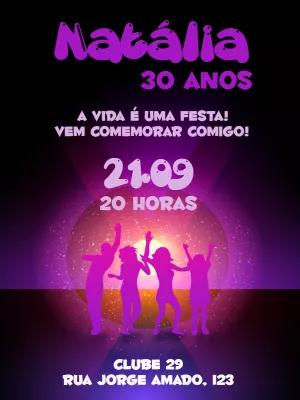 Convite de Aniversário Neon Balada para Editar Online