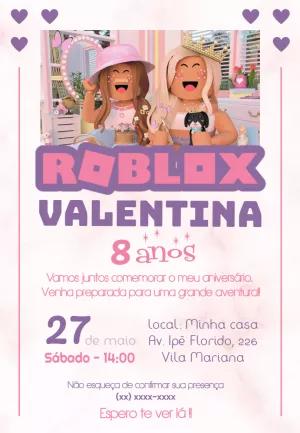 Convite Aniversário Roblox Menina para Editar Online