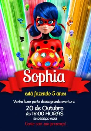 Convite de Aniversário Ladybug com Personagens para Editar Online