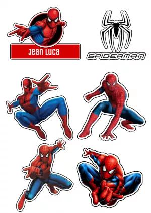 Topo de Bolo Homem Aranha: Kit de Elementos para Editar