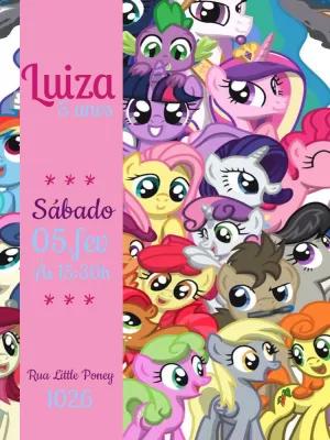 Convite Aniversário My Little Pony com Personagens para Editar