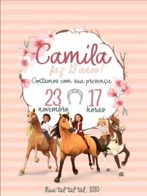Convite Aniversário Spirit o Indomável para Editar Online