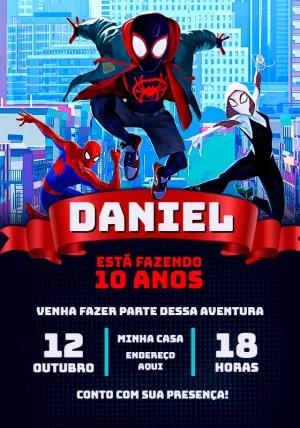 Convite de Aniversário Homem Aranha Aranhaverso para Editar