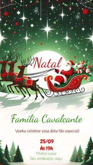 Convite de Natal com Papai Noel no Trenó para Editar Online