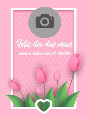 Cartão Dia das Mães com Tulipas e Foto para Editar Online