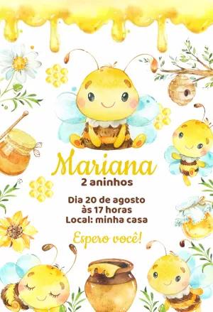 Convite Aniversário Abelhinha Fofa para Editar Online